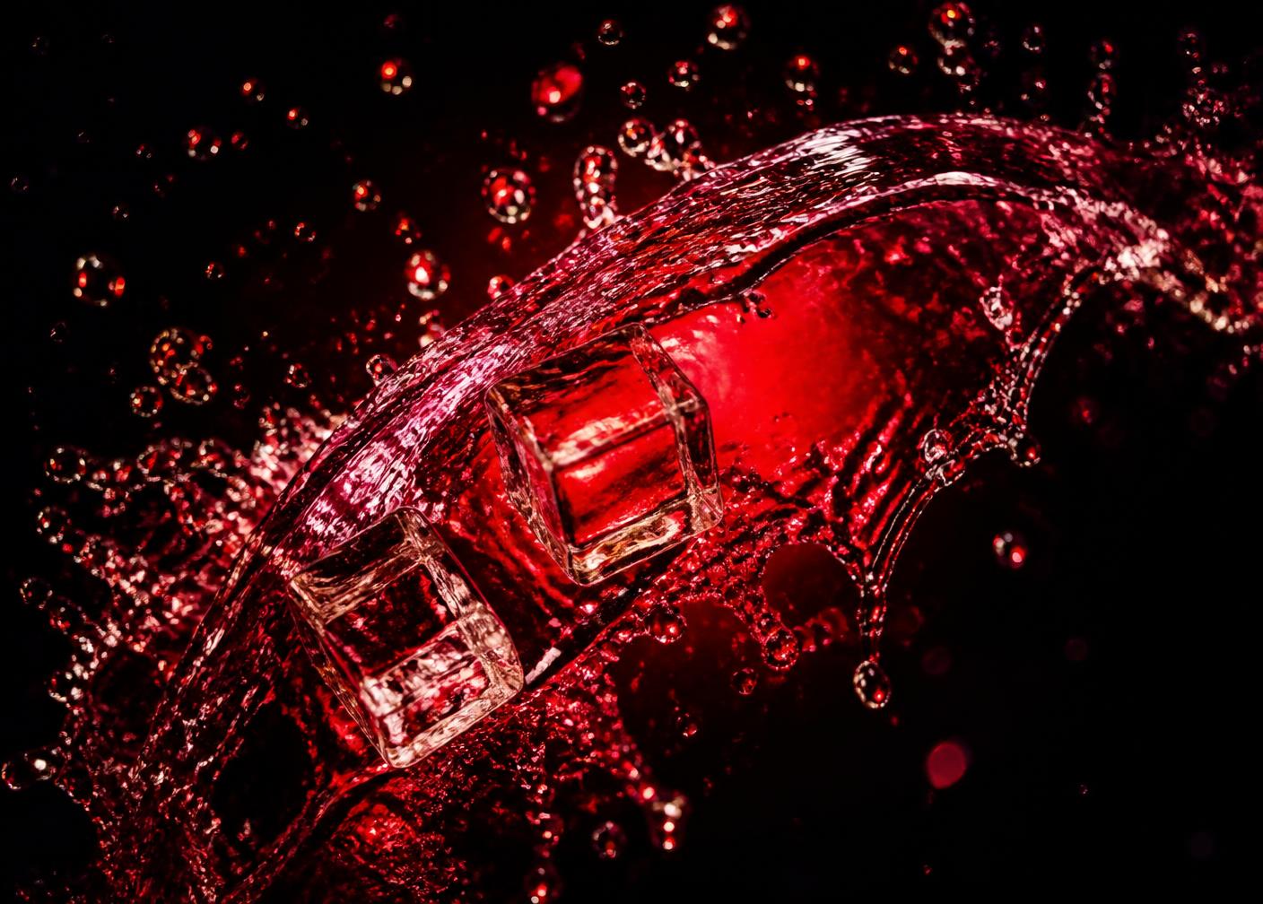 Crimson ice and energy splash